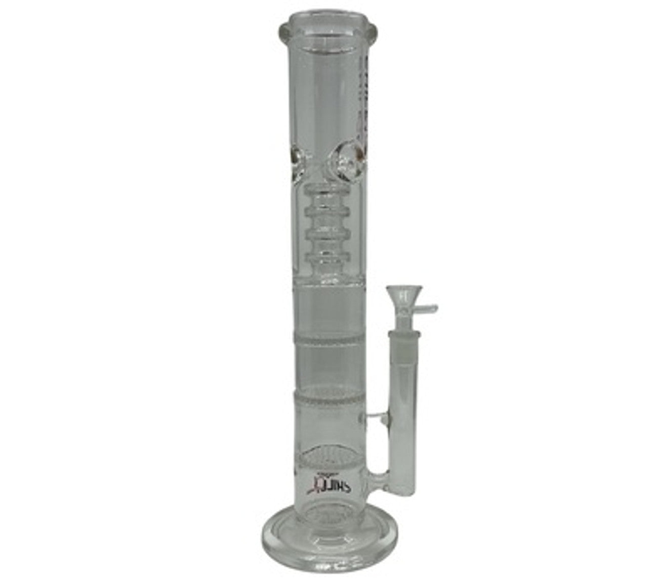 14" Chill Glass Triple Honeycomb Disc Water Pipe w/ Barrel Percolator & Ice Catcher