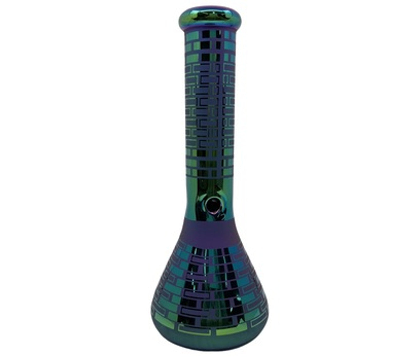 14" Iridescent Rainbow Thick Glass Beaker Water Pipe with Ice