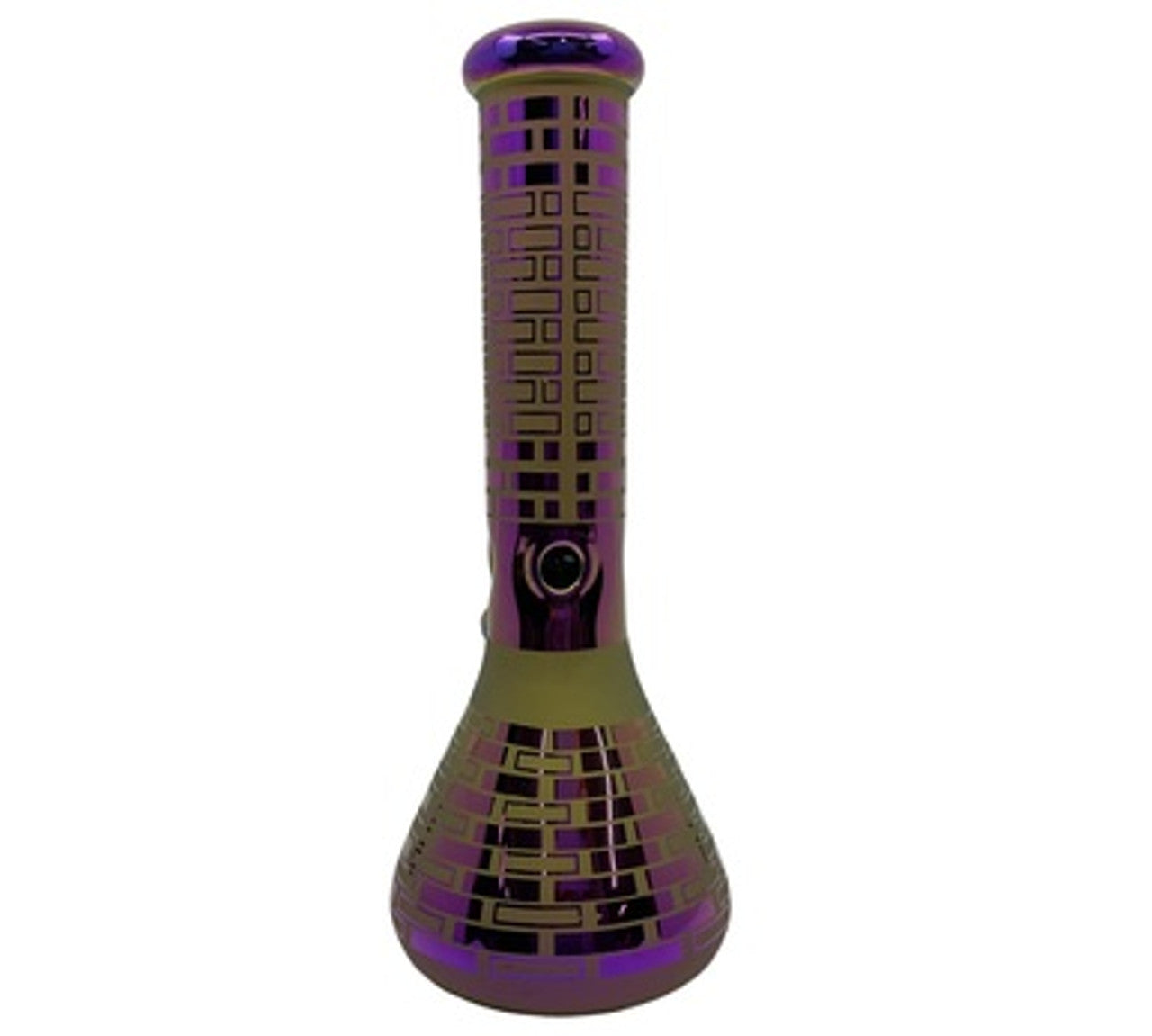 14" Iridescent Rainbow Thick Glass Beaker Water Pipe with Ice