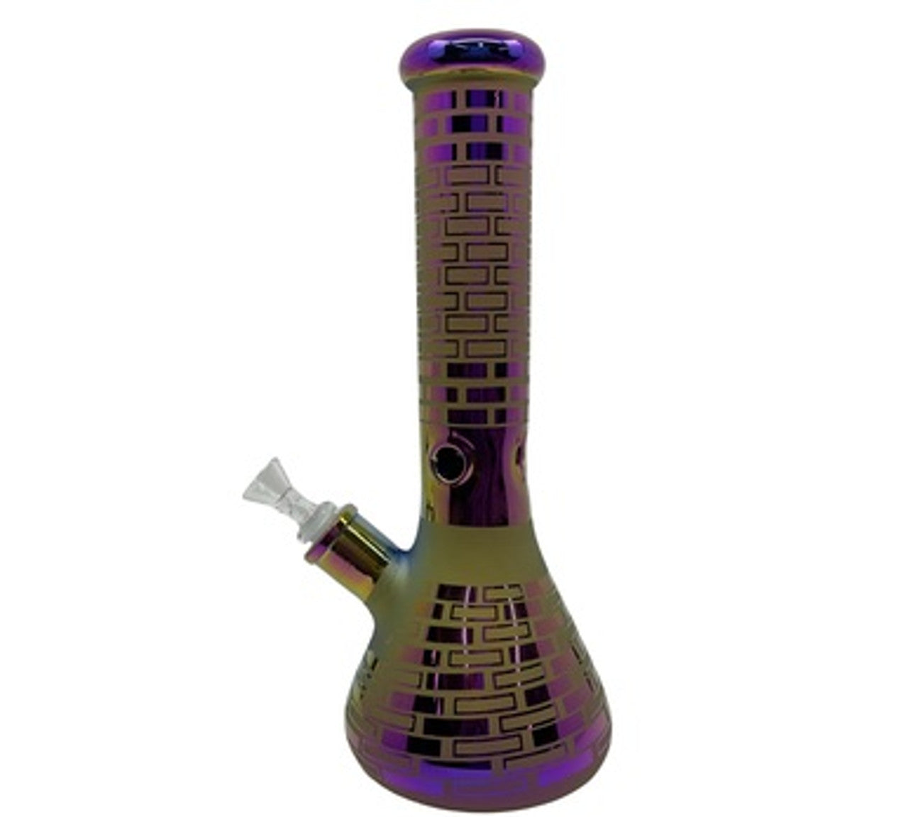 14" Iridescent Rainbow Thick Glass Beaker Water Pipe with Ice