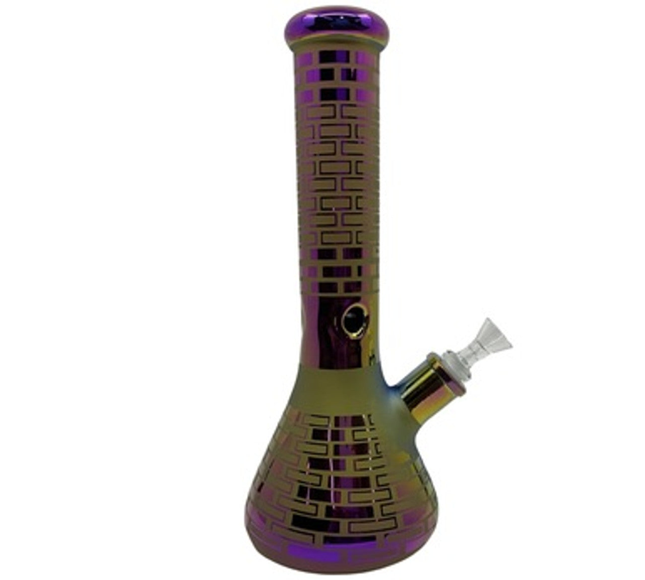 14" Iridescent Rainbow Thick Glass Beaker Water Pipe with Ice