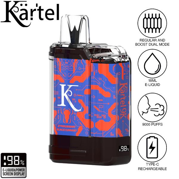 Kartel 9k by Vapmod 9000 Puffs 18mL Disposable Vape Best Flavor Strawberry Blackcurrant