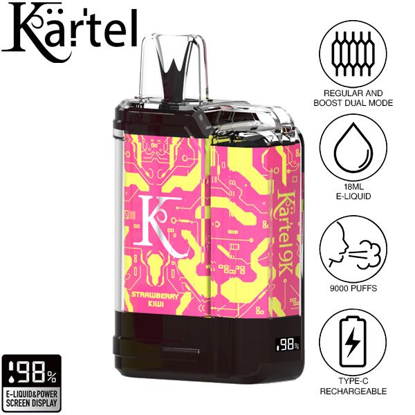 Kartel 9k by Vapmod 9000 Puffs 18mL Disposable Vape Best Flavor Strawberry Kiwi