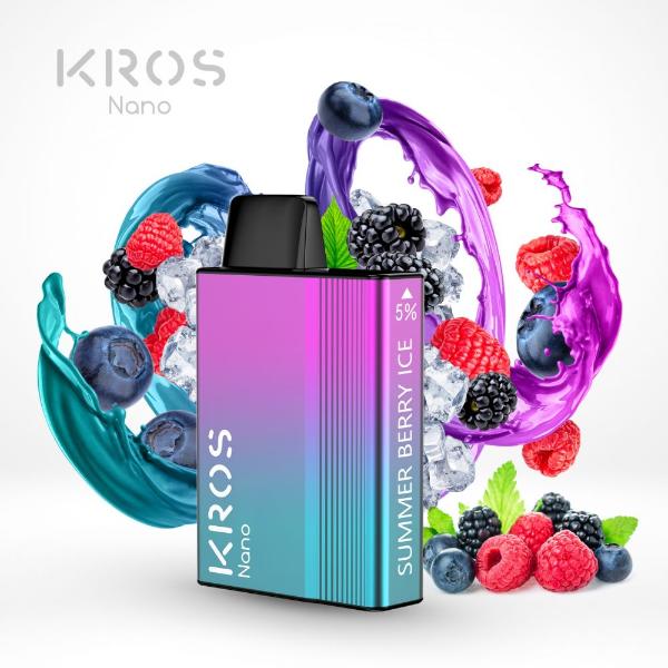 KROS Nano 5000 Puffs Disposable Vape 6 Pack 13mL Best Flavor Summer Berry Ice