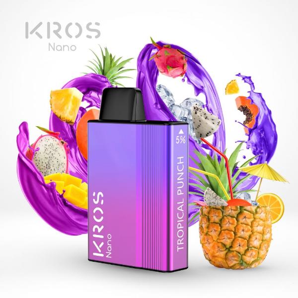 KROS Nano 5000 Puffs Disposable Vape 6 Pack 13mL Best Flavor Tropical Punch
