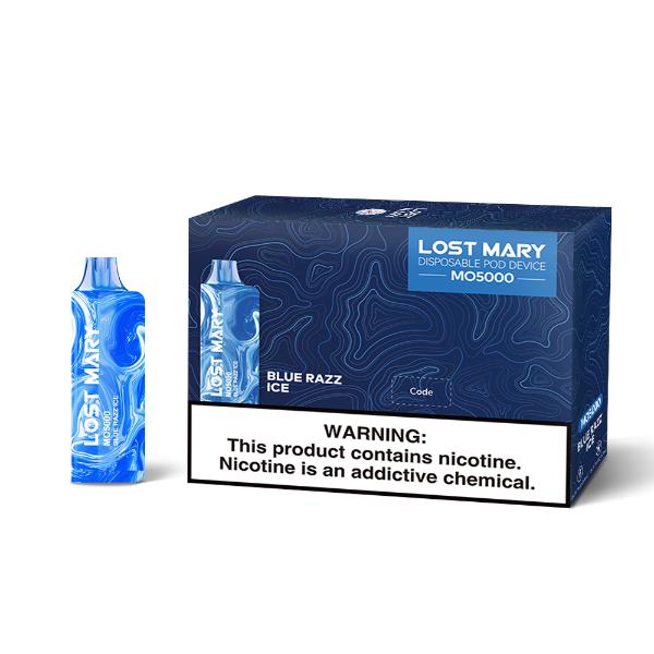 Lost Mary MO5000 3% 5000 Puffs Rechargeable Vape Disposable 10mL Best Flavor Blue Razz Ice
