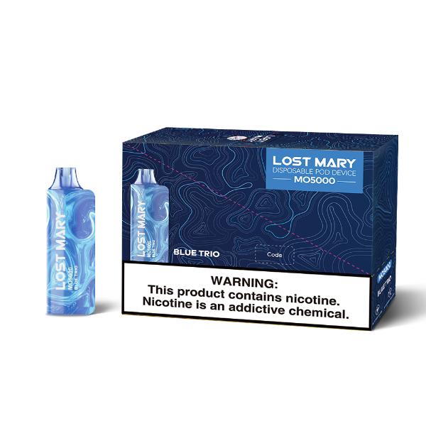 Lost Mary MO5000 3% 5000 Puffs Rechargeable Vape Disposable 10mL Best Flavor Blue Trio