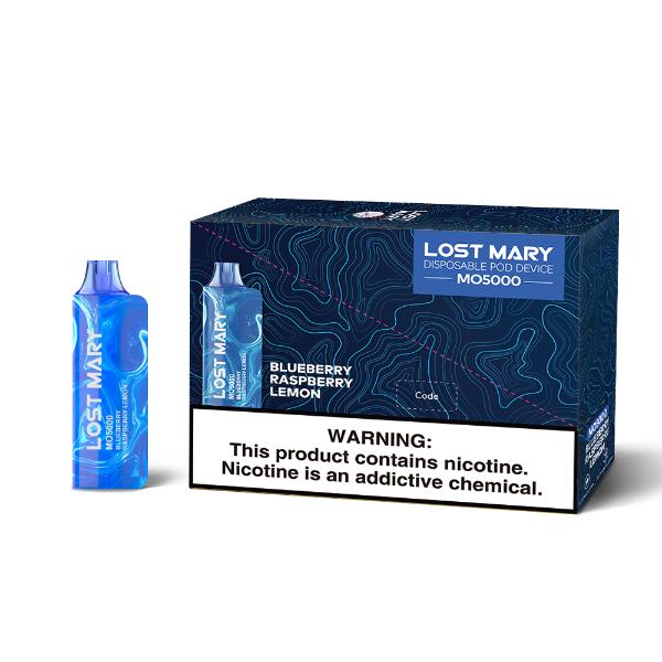 Lost Mary MO5000 3% 5000 Puffs Rechargeable Vape Disposable 10mL Best Flavor Blueberry Raspberry Lemon