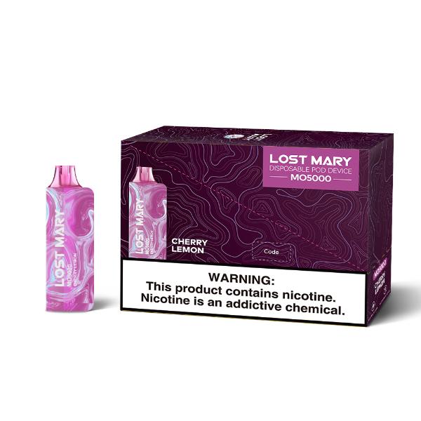 Lost Mary MO5000 3% 5000 Puffs Rechargeable Vape Disposable 10mL Best Flavor Cherry Lemon