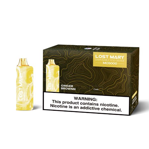 Lost Mary MO5000 3% 5000 Puffs Rechargeable Vape Disposable 10mL Best Flavor Ginger Brownn