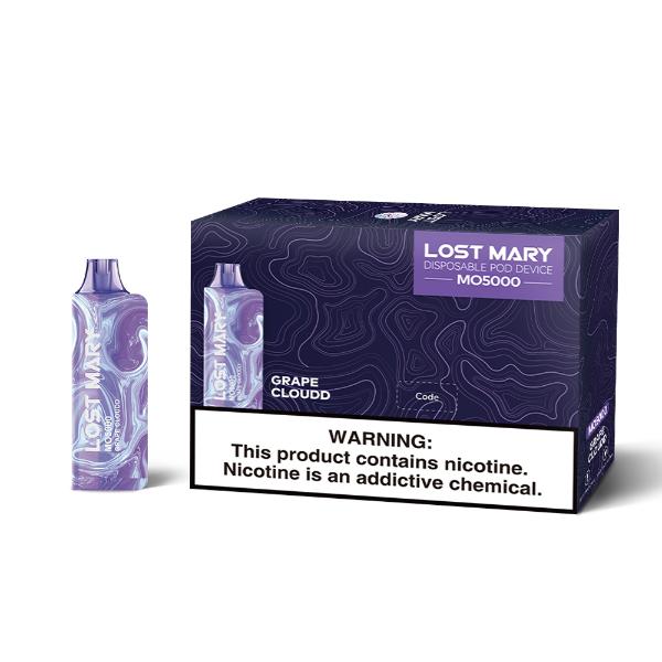 Lost Mary MO5000 3% 5000 Puffs Rechargeable Vape Disposable 10mL Best Flavor Grape Cloudd
