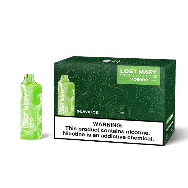 Lost Mary MO5000 3% 5000 Puffs Rechargeable Vape Disposable 10mL Best Flavor Guava Ice