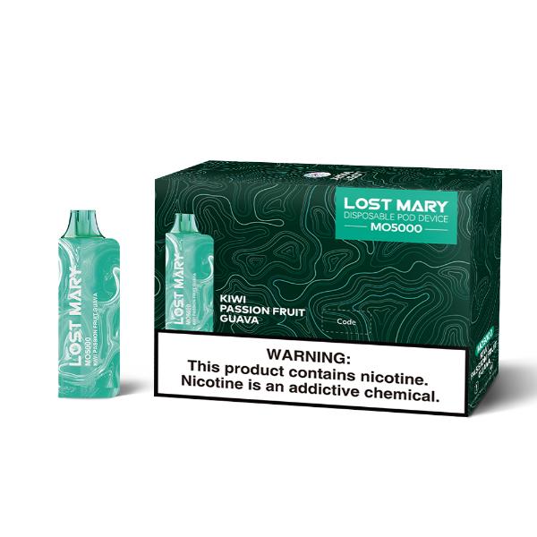 Lost Mary MO5000 3% 5000 Puffs Rechargeable Vape Disposable 10mL Best Flavor Kiwi Passion Fruit Guava