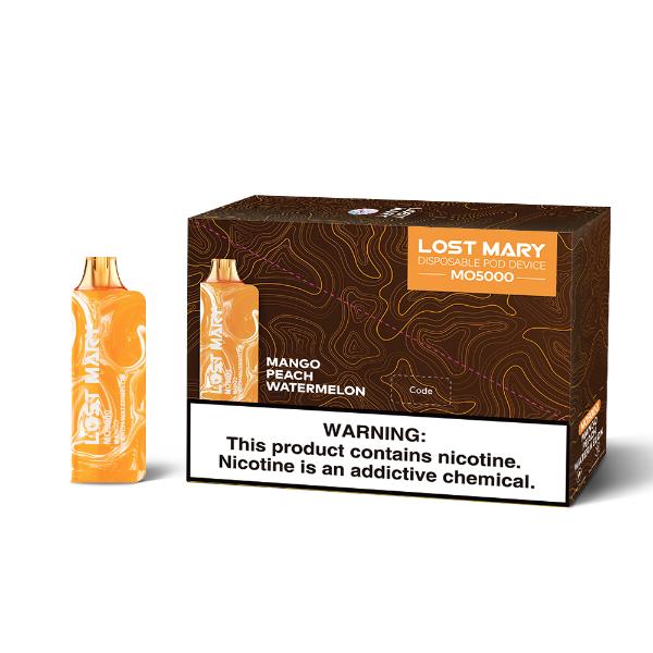 Lost Mary MO5000 3% 5000 Puffs Rechargeable Vape Disposable 10mL Best Flavor Mango Peach Watermelon
