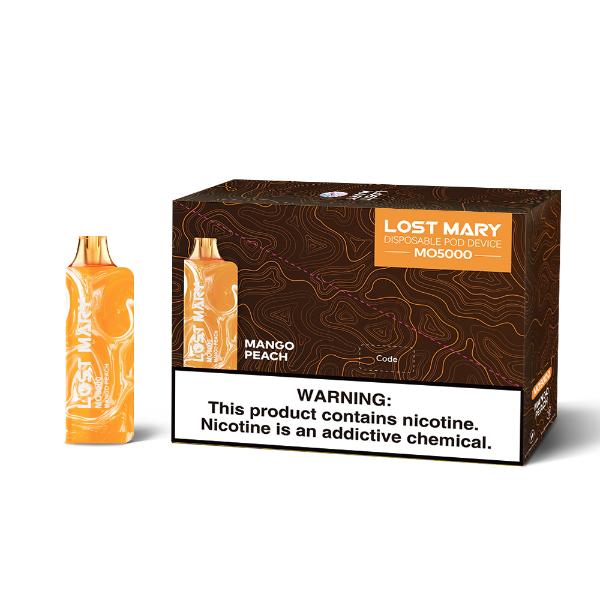 Lost Mary MO5000 3% 5000 Puffs Rechargeable Vape Disposable 10mL Best Flavor Mango Peach