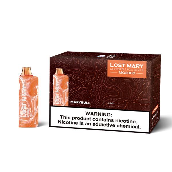 Lost Mary MO5000 3% 5000 Puffs Rechargeable Vape Disposable 10mL Best Flavor Marybull