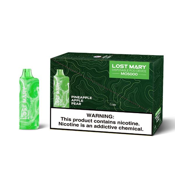 Lost Mary MO5000 3% 5000 Puffs Rechargeable Vape Disposable 10mL Best Flavor Pineapple Apple Pear