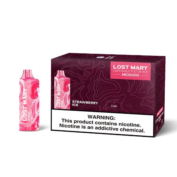 Lost Mary MO5000 3% 5000 Puffs Rechargeable Vape Disposable 10mL Best Flavor Strawberry Ice