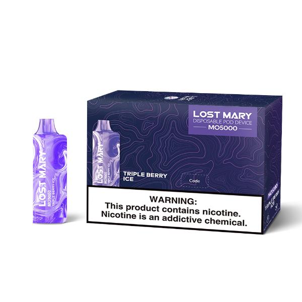 Lost Mary MO5000 3% 5000 Puffs Rechargeable Vape Disposable 10mL Best Flavor Triple Berry Ice