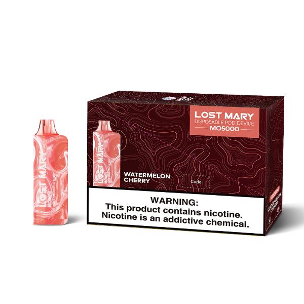 Lost Mary MO5000 3% 5000 Puffs Rechargeable Vape Disposable 10mL Best Flavor Watermelon Cherry