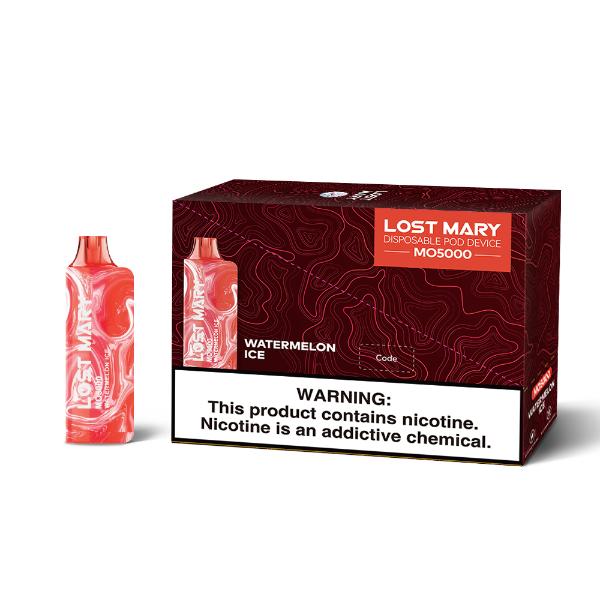 Lost Mary MO5000 3% 5000 Puffs Rechargeable Vape Disposable 10mL Best Flavor Watermelon Ice