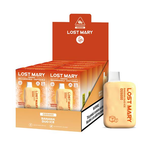 Lost Mary OS5000 Rechargeable Disposable Vape by Elf Bar 10 Pack 13mL Best Flavor Banana Duo Ice