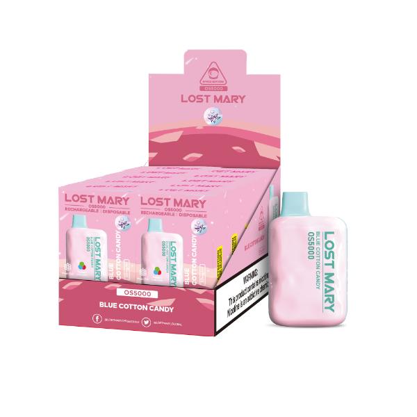 Lost Mary OS5000 Rechargeable Disposable Vape by Elf Bar 10 Pack 13mL Best Flavor Blue Cotton Candy
