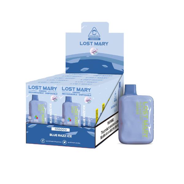 Lost Mary OS5000 Rechargeable Disposable Vape by Elf Bar 10 Pack 13mL Best Flavor Blue Razz Ice