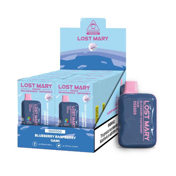 Lost Mary OS5000 Rechargeable Disposable Vape by Elf Bar 10 Pack 13mL Best Flavor Blueberry Raspberry Gami