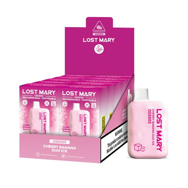 Lost Mary OS5000 Rechargeable Disposable Vape by Elf Bar 10 Pack 13mL Best Flavor Cherry Banana Duo Ice