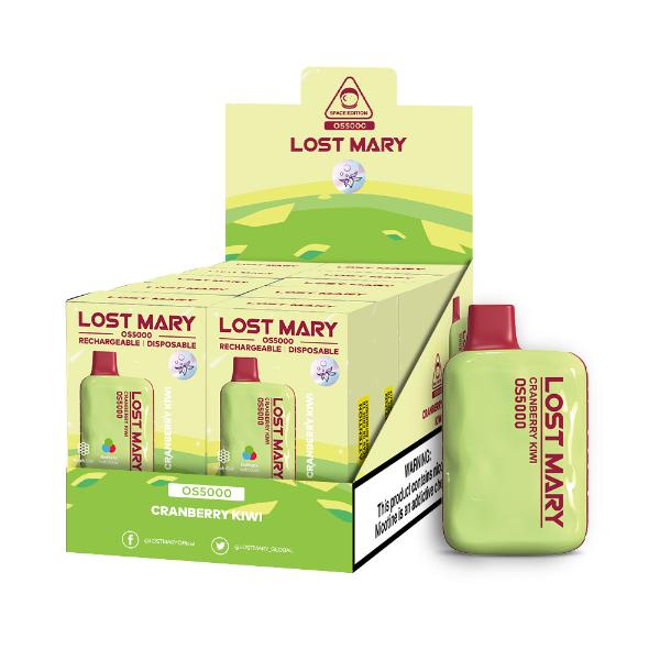 Lost Mary OS5000 Rechargeable Disposable Vape by Elf Bar 10 Pack 13mL Best Flavor Cranberry Kiwi