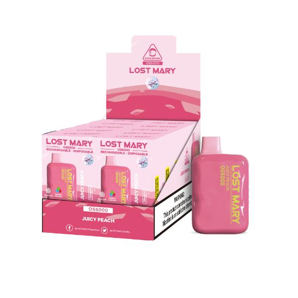 Lost Mary OS5000 Rechargeable Disposable Vape by Elf Bar 10 Pack 13mL Best Flavor Juicy Peach