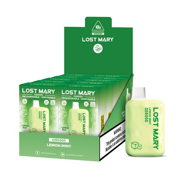 Lost Mary OS5000 Rechargeable Disposable Vape by Elf Bar 10 Pack 13mL Best Flavor Lemon Mint