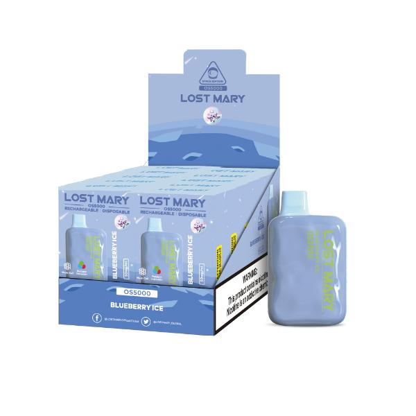 Lost Mary OS5000 Rechargeable Disposable Vape by Elf Bar 10 Pack 13mL Blueberry Ice