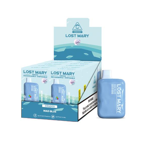 Lost Mary OS5000 Rechargeable Disposable Vape by Elf Bar 10 Pack 13mL Best Flavor Mad Blue