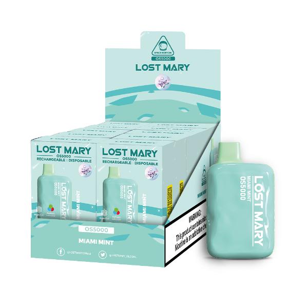 Lost Mary OS5000 Rechargeable Disposable Vape by Elf Bar 10 Pack 13mL Best Flavor Miami Mint