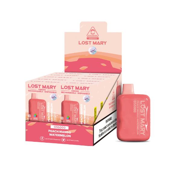 Lost Mary OS5000 Rechargeable Disposable Vape by Elf Bar 10 Pack 13mL Best Flavor Peach Mango Watermelon