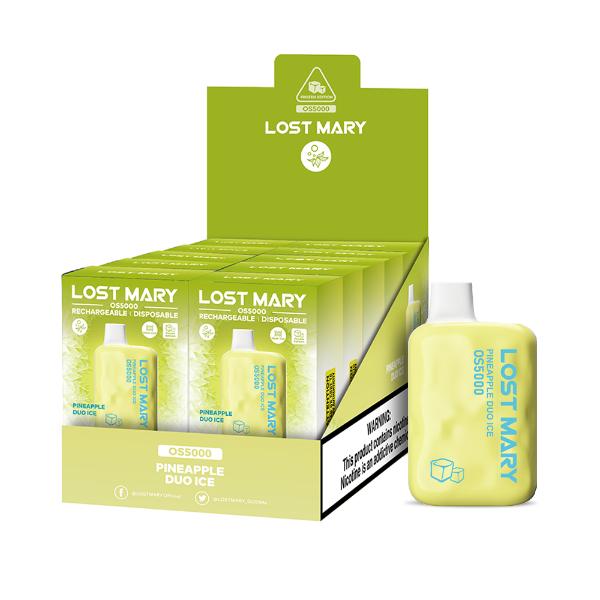 Lost Mary OS5000 Rechargeable Disposable Vape by Elf Bar 10 Pack 13mL Best Flavor Pineapple Duo Ice