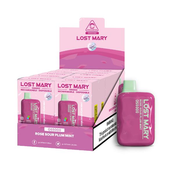 Lost Mary OS5000 Rechargeable Disposable Vape by Elf Bar 10 Pack 13mL Best Flavor Rose Sour Plum Mint