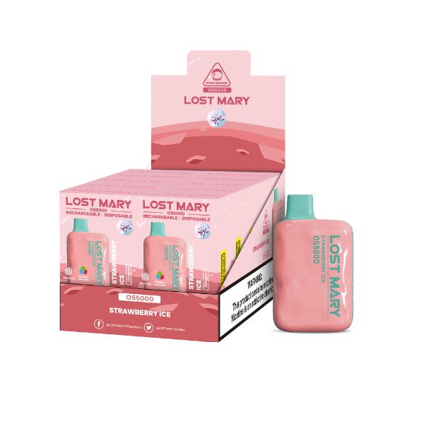 Lost Mary OS5000 Rechargeable Disposable Vape by Elf Bar 10 Pack 13mL Best Flavor Strawberry Ice