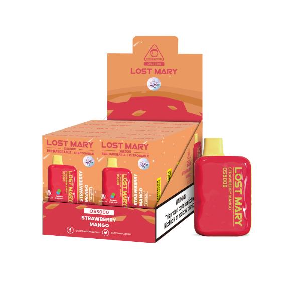 Lost Mary OS5000 Rechargeable Disposable Vape by Elf Bar 10 Pack 13mL Best Flavor Strawberry Mango