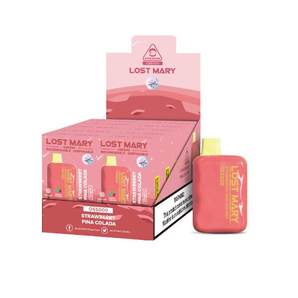 Lost Mary OS5000 Rechargeable Disposable Vape by Elf Bar 10 Pack 13mL Best Flavor Strawberry Pina Colada