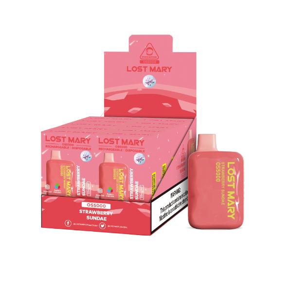 Lost Mary OS5000 Rechargeable Disposable Vape by Elf Bar 10 Pack 13mL Best Flavor Strawberry Sundae