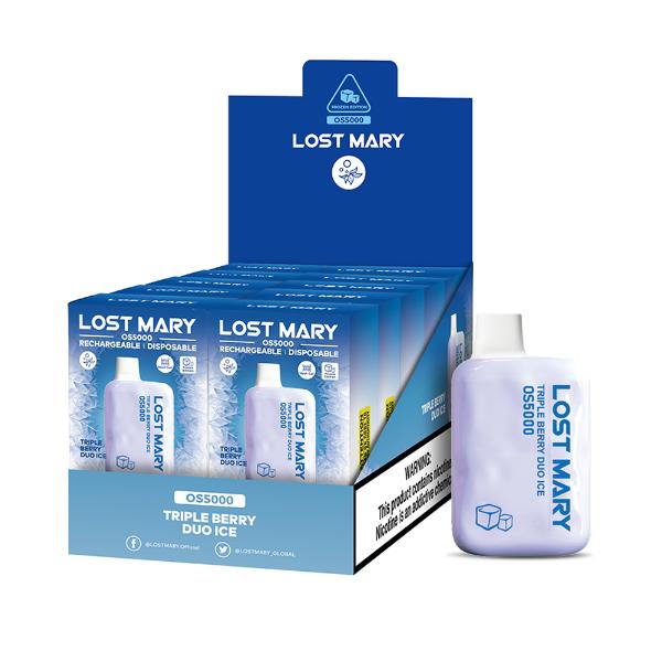Lost Mary OS5000 Rechargeable Disposable Vape by Elf Bar 10 Pack 13mL Best Flavor Triple Berry Duo Ice