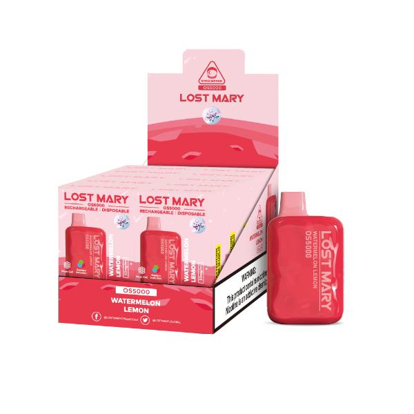 Lost Mary OS5000 Rechargeable Disposable Vape by Elf Bar 10 Pack 13mL Best Flavor Watermelon Lemon
