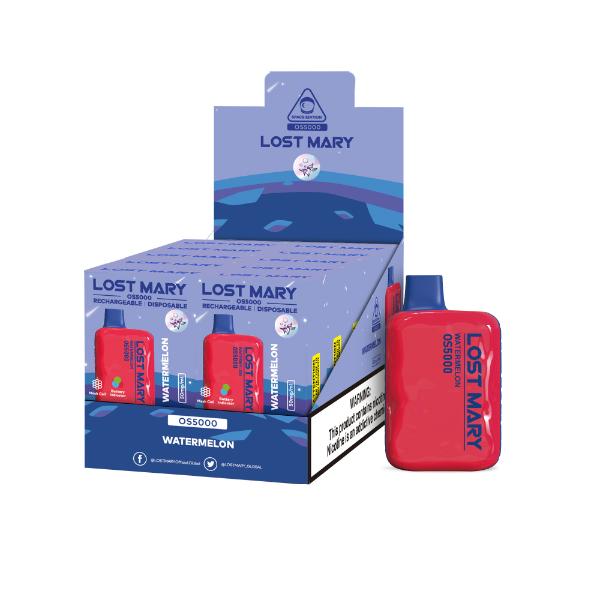 Lost Mary OS5000 Rechargeable Disposable Vape by Elf Bar 10 Pack 13mL Best Flavor Watermelon