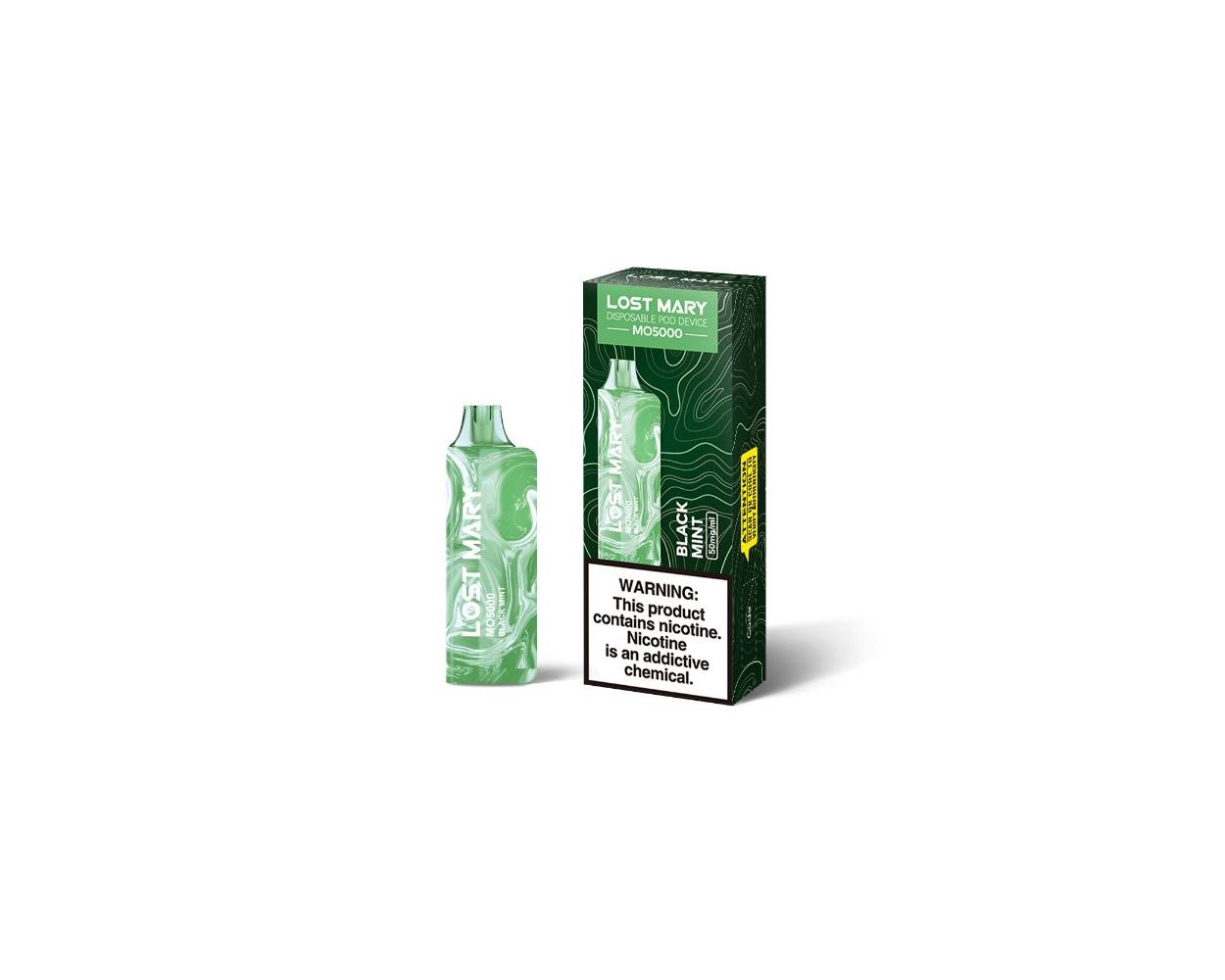 Lost Mary MO5000 3% 5000 Puffs Rechargeable Vape Disposable 10mL Best Flavor Black Mint