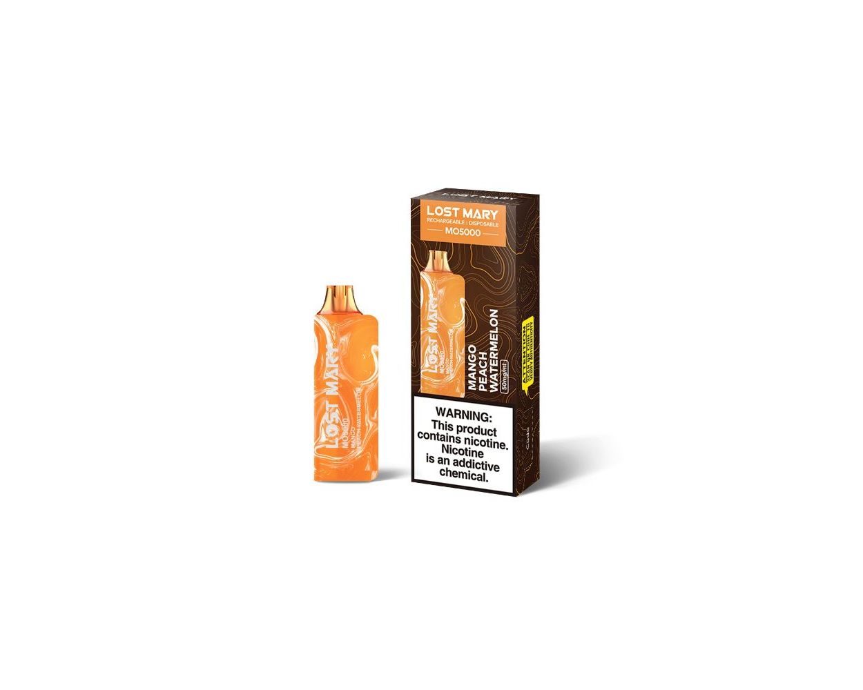 Lost Mary MO5000 3% 5000 Puffs Rechargeable Vape Disposable 10mL Best Flavor Mango Peach Watermelon