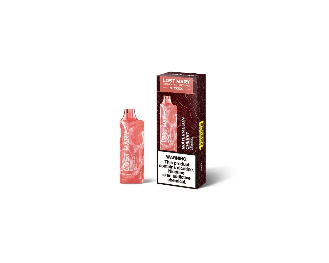 Lost Mary MO5000 3% 5000 Puffs Rechargeable Vape Disposable 10mL Best Flavor Watermelon Cherry