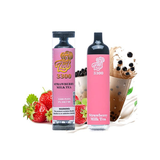 Lush 3300 Disposable Vape 10 Pack 8.2mL Best Flavor Strawberry Milktea